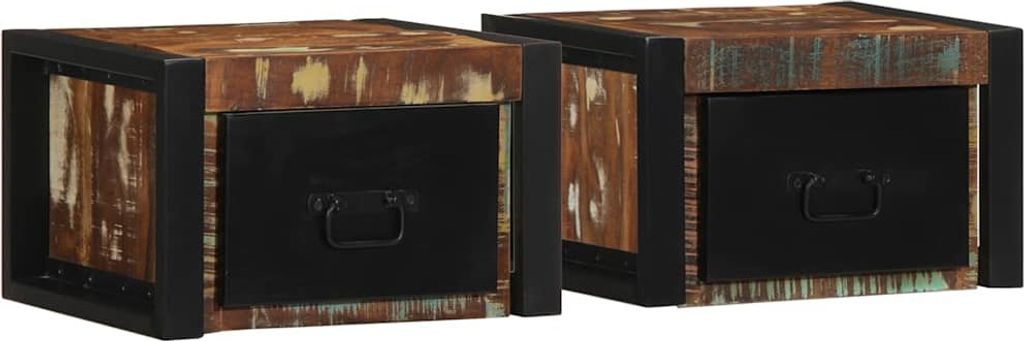 Nachttische 2 Stk. Mehrfarbig 40x35x25 cm Altholz Massivholz