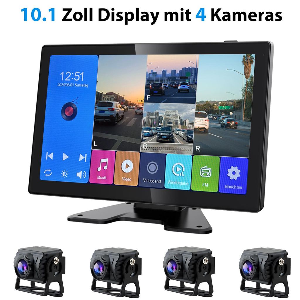 4 X AHD 1080P Caméra de recul Enregistreur Système de recul Image du produit 