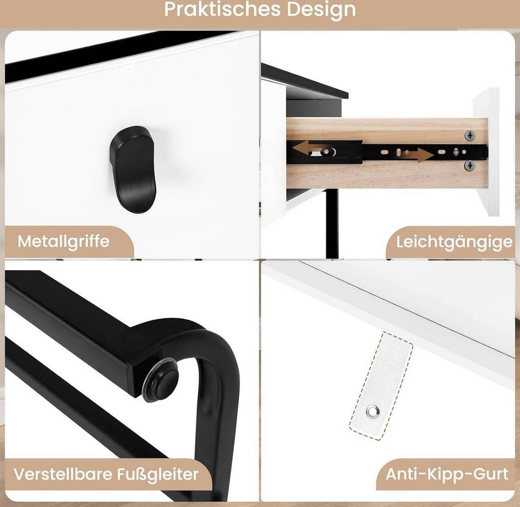 WOLTU Schminktisch mit LED, Spiegel, 2 Schubladen, Produktbild 7