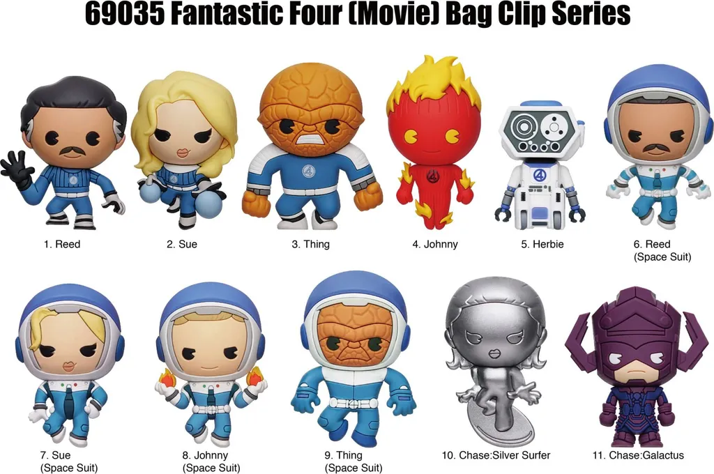 Pendentif Fantastic Four 3D Incassable en PVC avec Display de 24 Pièces