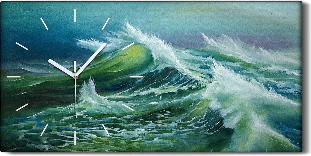 Dekor Leinwand Uhr Wandbilder 60x30 Gemälde Riesigen Meereswellen Sturms - weiße Hände