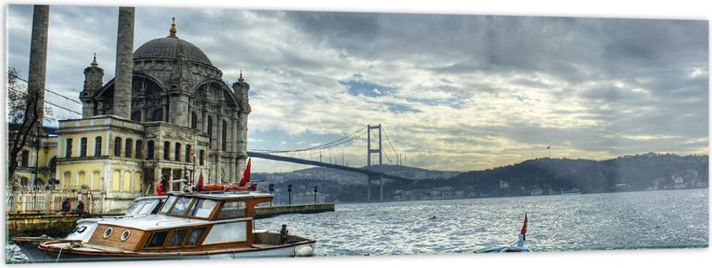 Bilder auf glas - Architektur asien boot brücke - 160x50cm - Glasbilder - Wandbilder - Kunstdruck - zum Aufhängen bereit - Wanddekoration aus Gla...