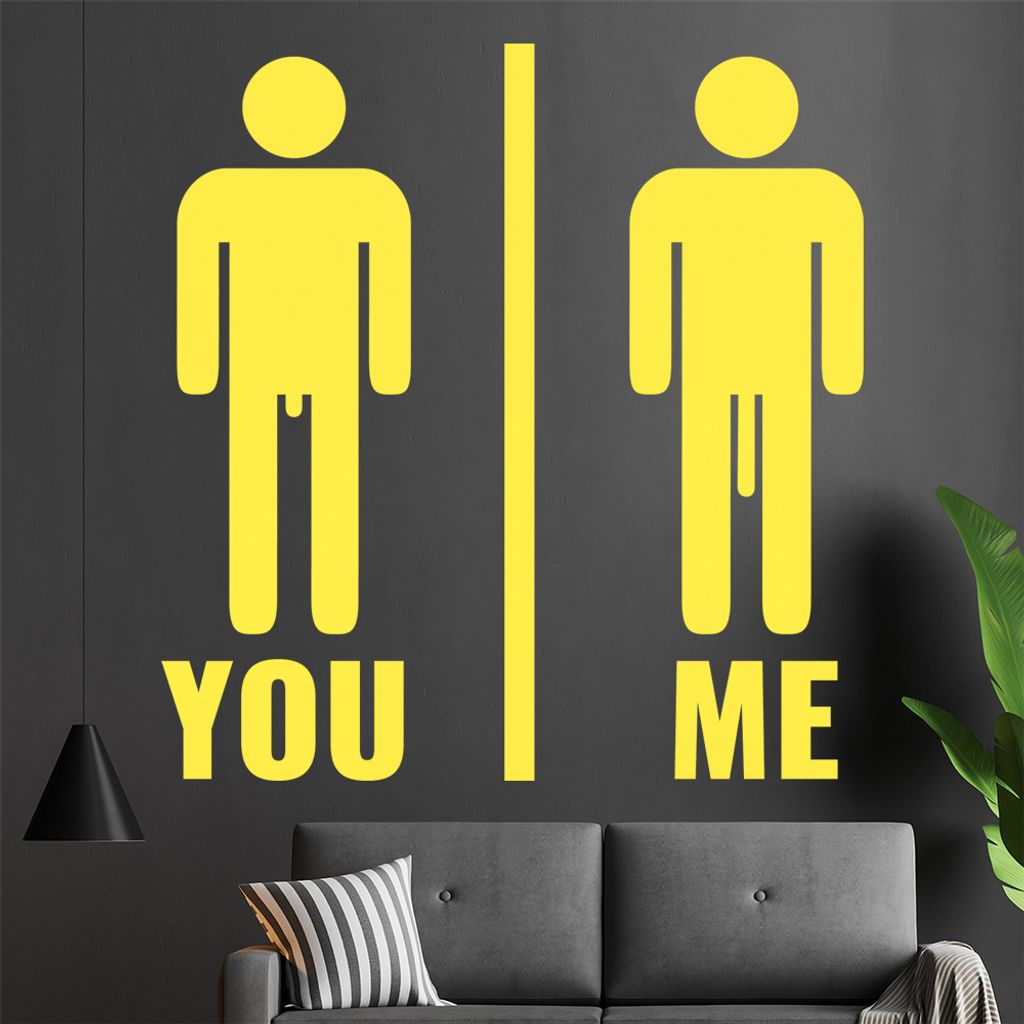 KIWISTAR Me and You - Penis Vergleich Wandtattoo in 6 Größen - Wandaufkleber Wall Sticker - Dekoration, Küche, Wohnzimmer, Schlafzimmer, Badezimmer