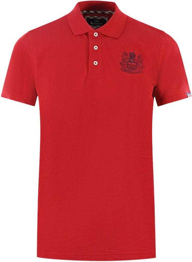 Aquascutum - Poloshirt für Herren/Damen Unisex, Ärmel mit Markenschriftzug SY167 (M) (Rot)