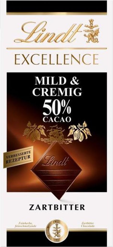 Lindt Excellence Mild und Cremig 50 Prozent Cacao Feinherb 100g