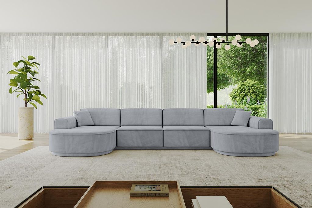 ALTDECOR Ecksofa in U-Form MARI-U2-v3 - 388x171x83 cm Grau - Corner Sofa Bett Eckcouch Couch L-Form Wohnlandschaft Cauchsofa