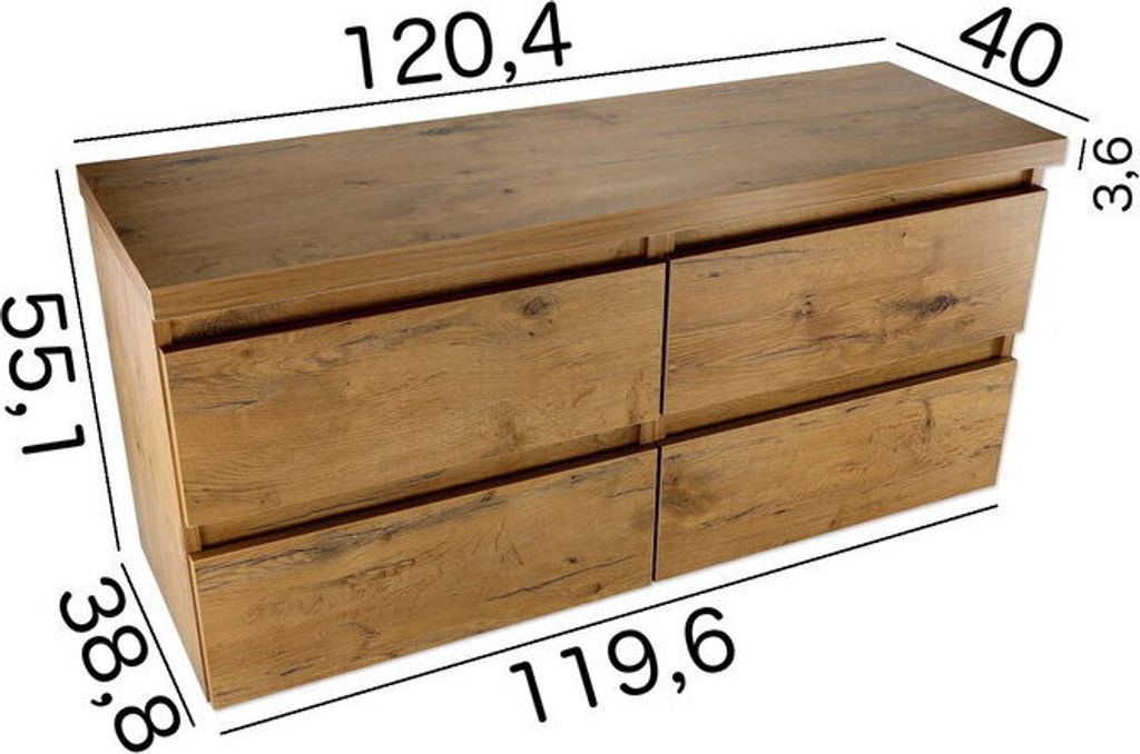 Paplinskimoebel Hängeschrank 120 x 51,5 x 39 cm, Produktbild 2