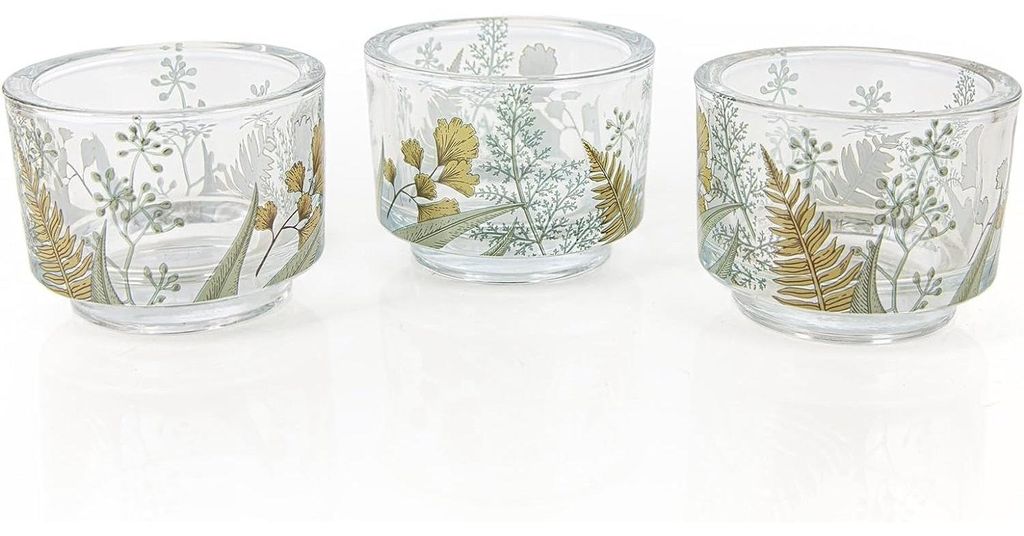 3 Teelichthalter aus Glas 7 x 9 cm