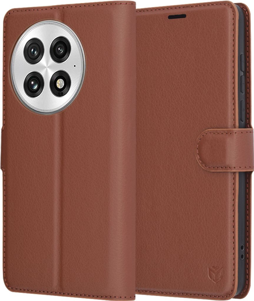 Techsuit Leder Folio Book Wallet Klapphülle für OnePlus 13 - Braun