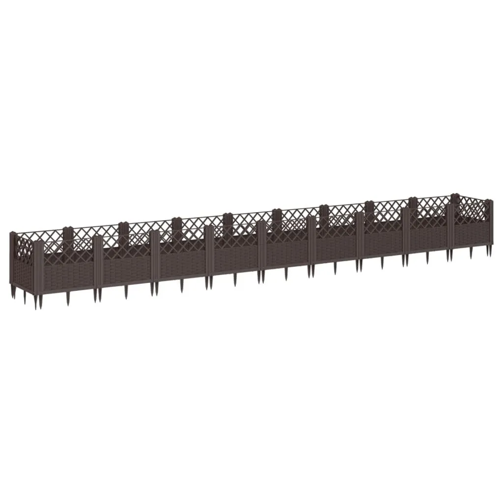 Jardinière stable avec piquets de terre brun pour terrain meuble 363cm