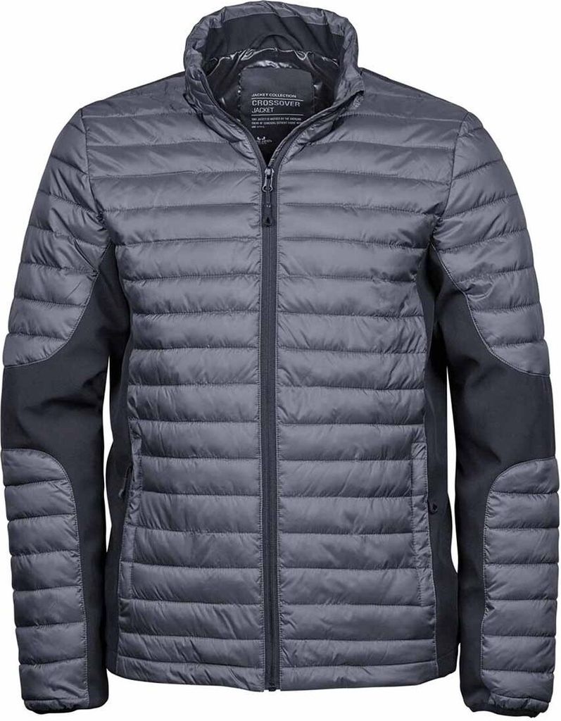 Treejays Herren Stepp Crossover Jacke BC3834 (S) (Space Grau/Schwarz)