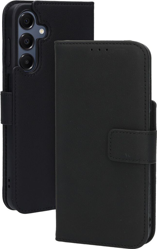 Mobiparts Wallet Samsung Galaxy A16 MagSafe Hülle Echtes Leder Klapphülle Geldbörse - Schwarz