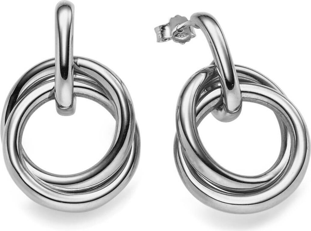 Paar Ohrringe Ohrhänger Hängerstecker Kreise 30x19,5mm 585 Gold Weißgold