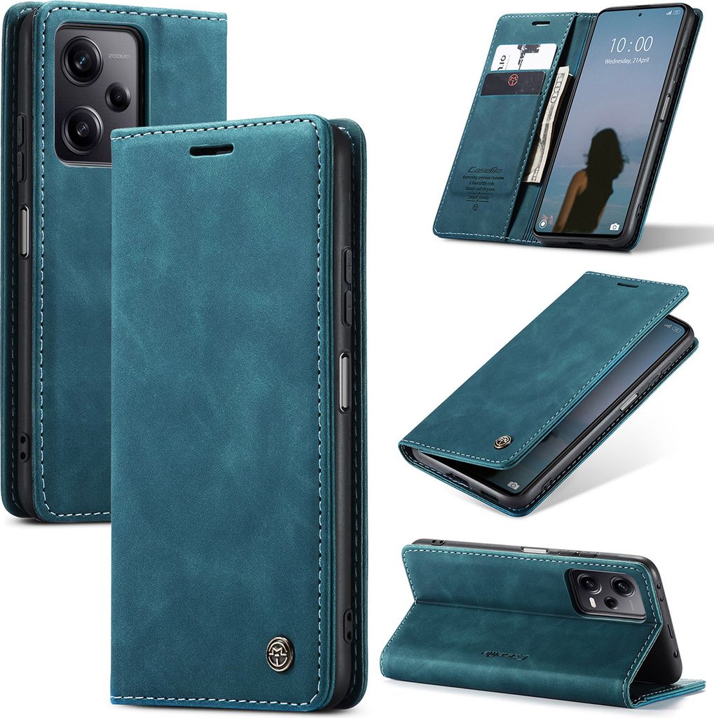 Redmi Note 12 Pro+ Hülle, Retro Kunstledertasche mit Standfunktion Schutzhülle für Xiaomi Redmi Note 12 Pro+ Blau