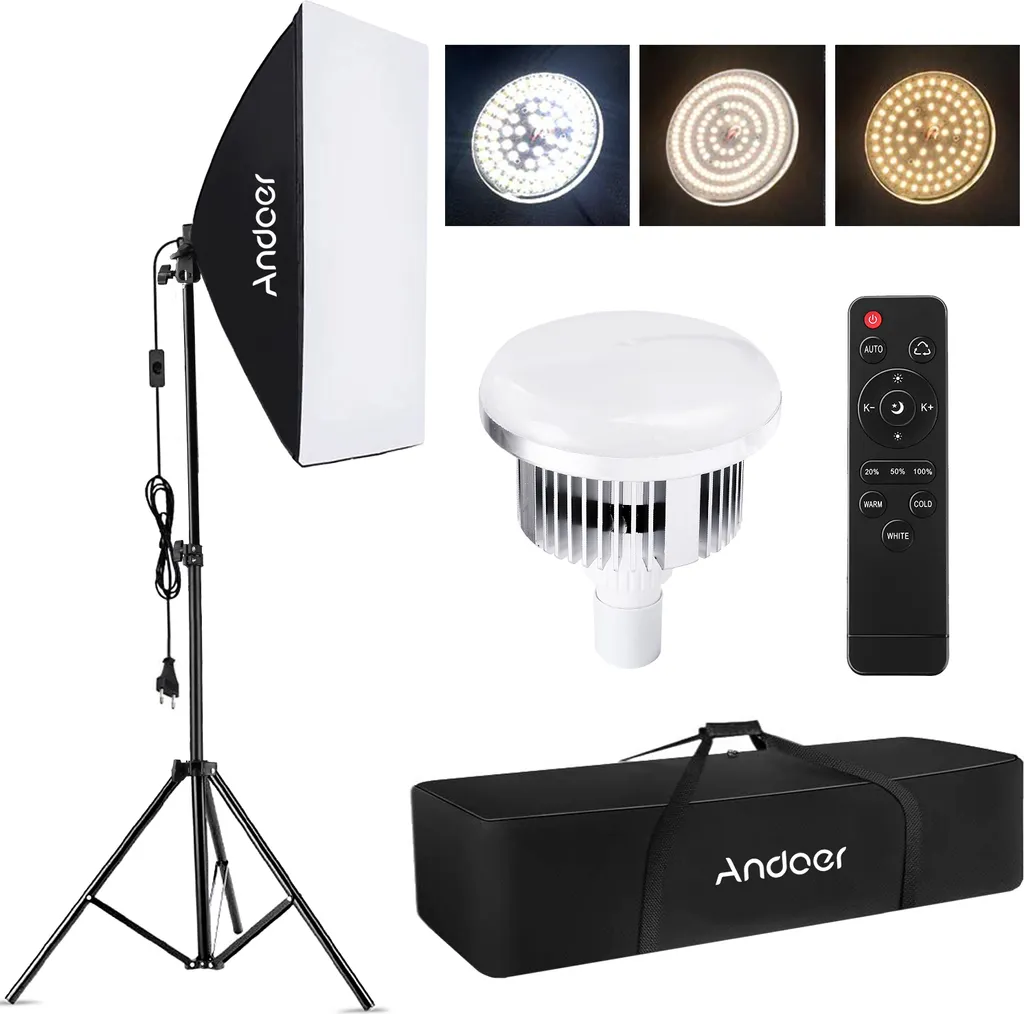 Éclairage LED 85W Bicolore avec Softbox diffuseuse et Pied ajustable
