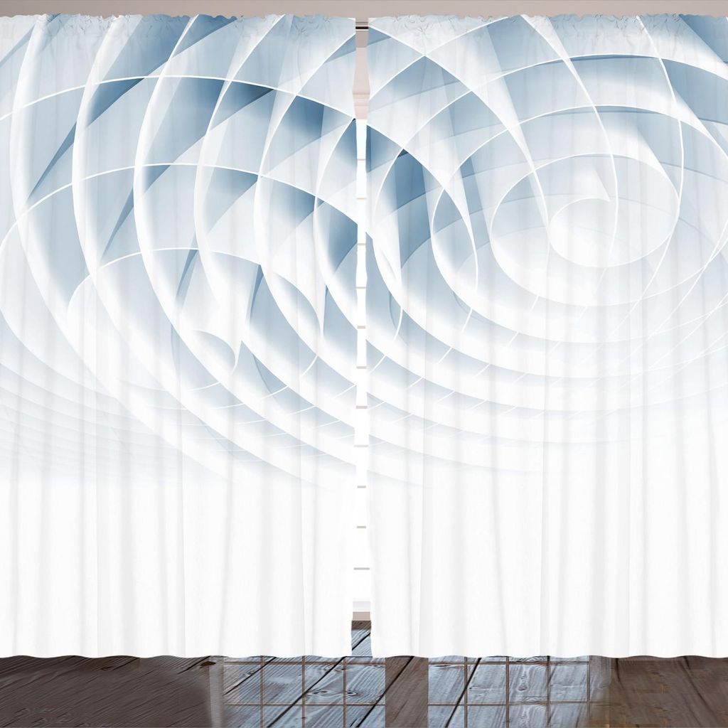 ARANDE Geometrisch Gardine, Futuristische digitale Spiralen mit Dimensionslinien-Eigenschaften Vortex inspirierter Druck, 280 x 260 cm, Baby blau