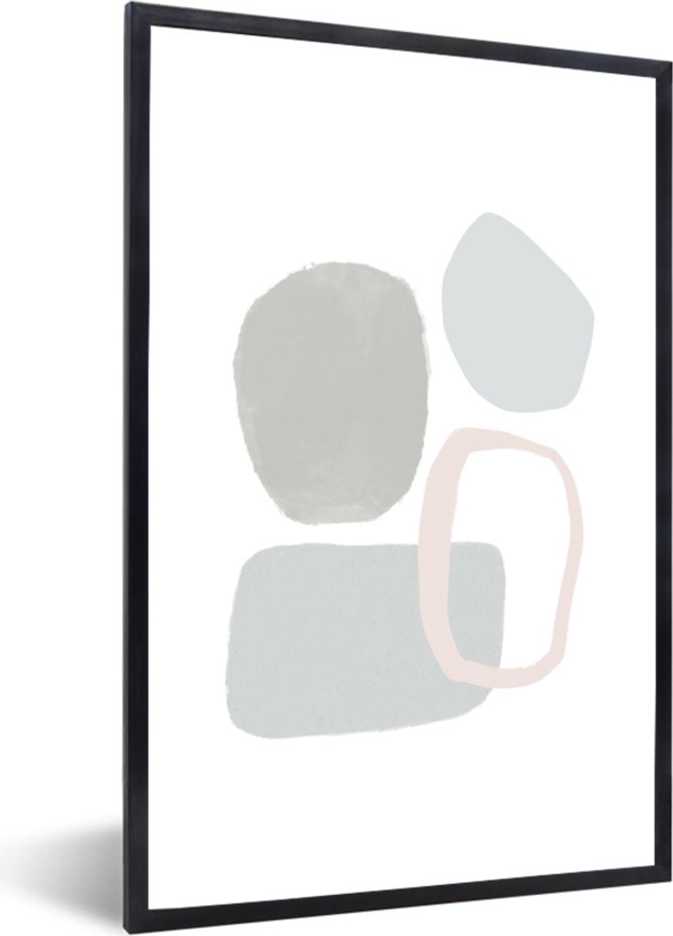 MuchoWow Gerahmtes Poster Linienkunst - Abstrakt - Pastell 20x30 cm - Poster mit Schwarzem Bilderrahmen Wandposter Rahmen Foto Bilder - Drucken -...