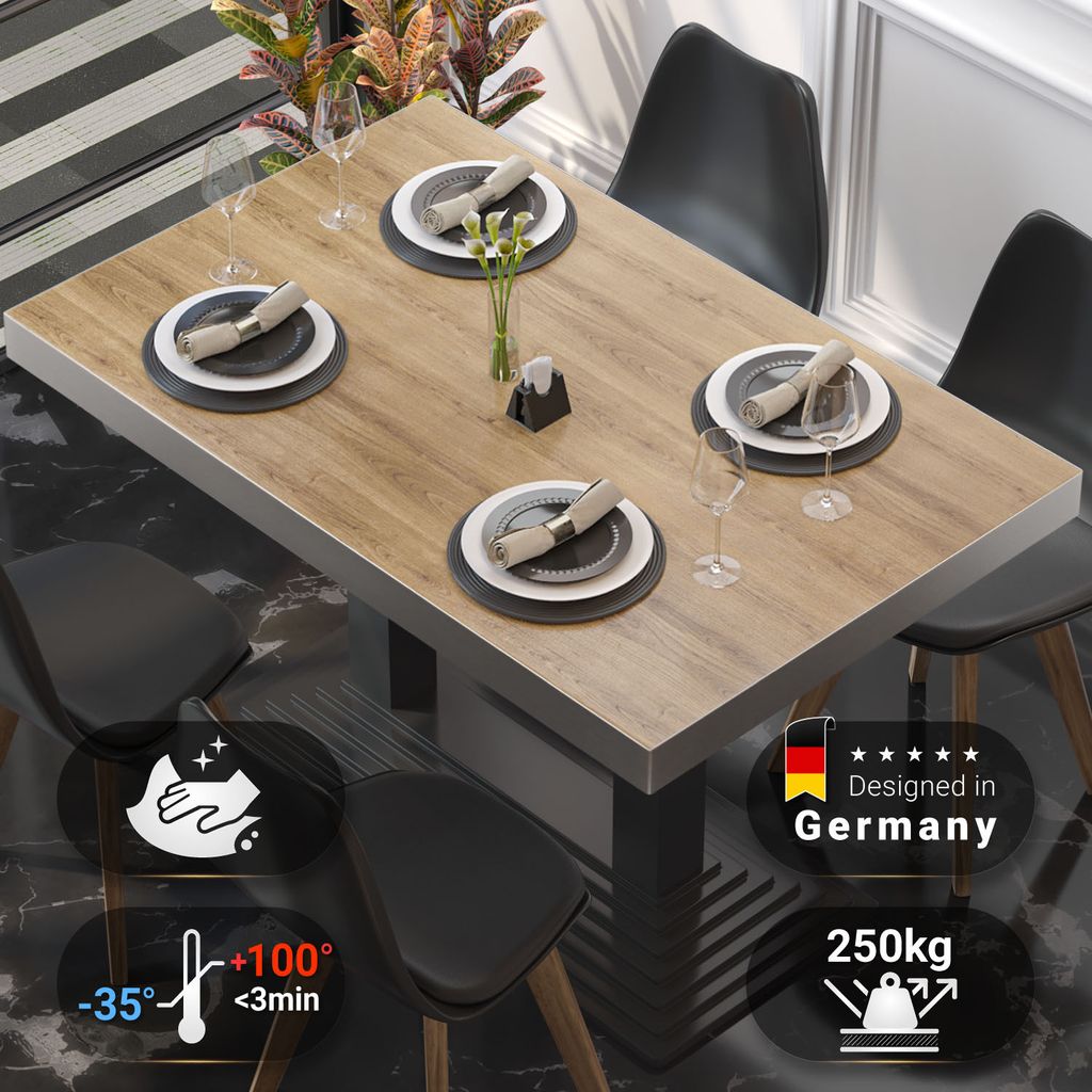 BRASIL | Gastro Tischplatte | B:T 110 x 60 cm | Eiche | Rechteckig | Gastro Tischplatte