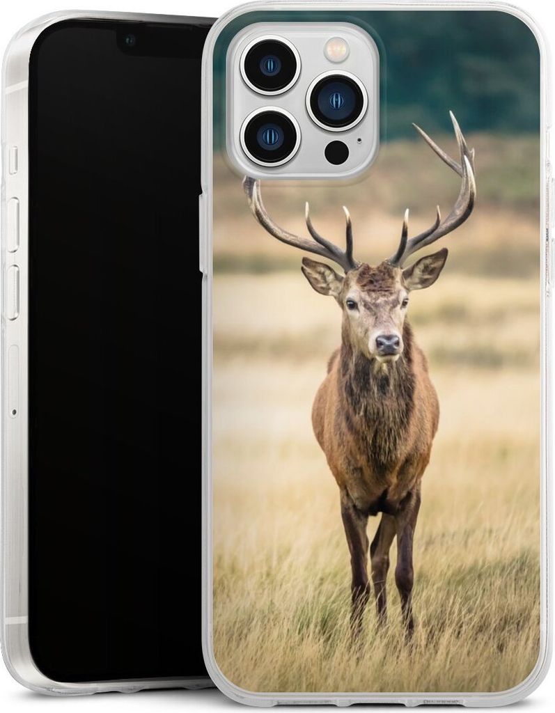 DeinDesign Handyhülle für Apple iPhone 13 Pro Max Silikon Hülle Case Smartphone Schutzhülle Hirsch Wald Wiese