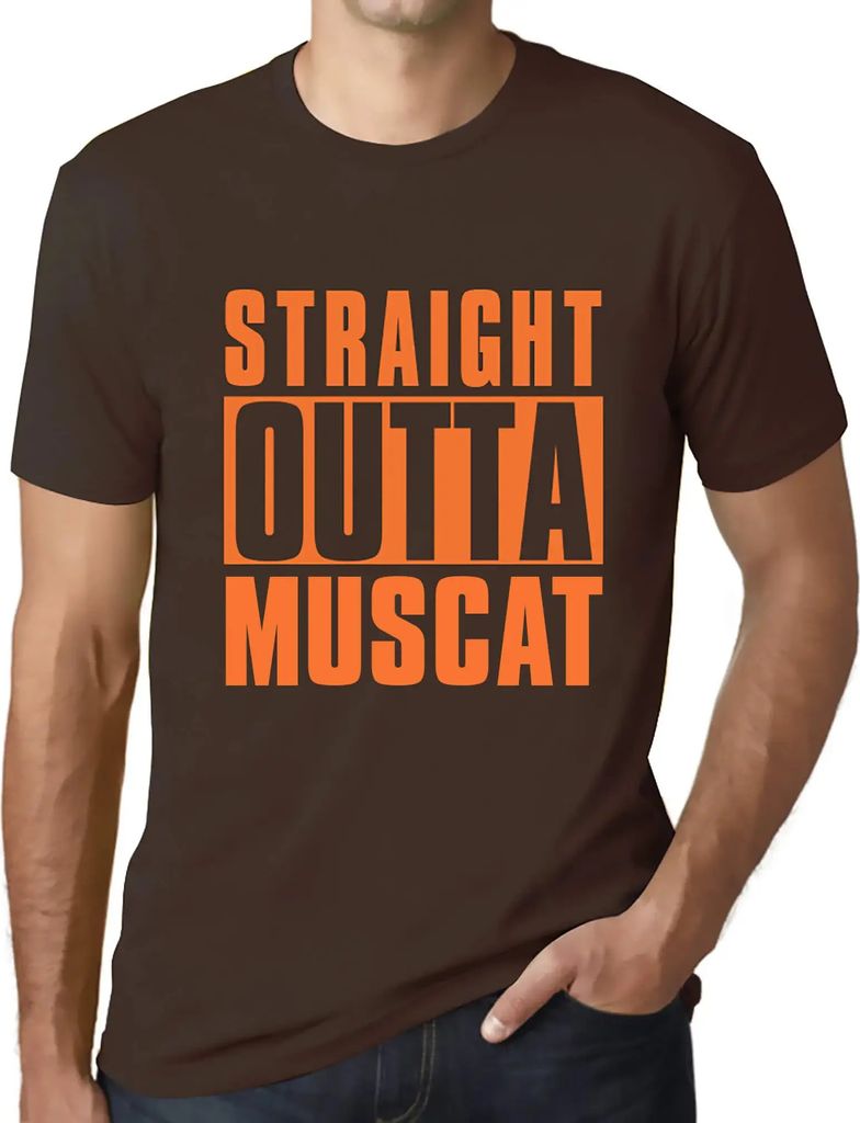 Herren Grafik T-Shirt Direkt aus dem Muskat – Straight Outta Muscat – Öko-Verantwortlich Vintage Jahrgang Kurzarm Lustige Druck Geburtstag Ges...