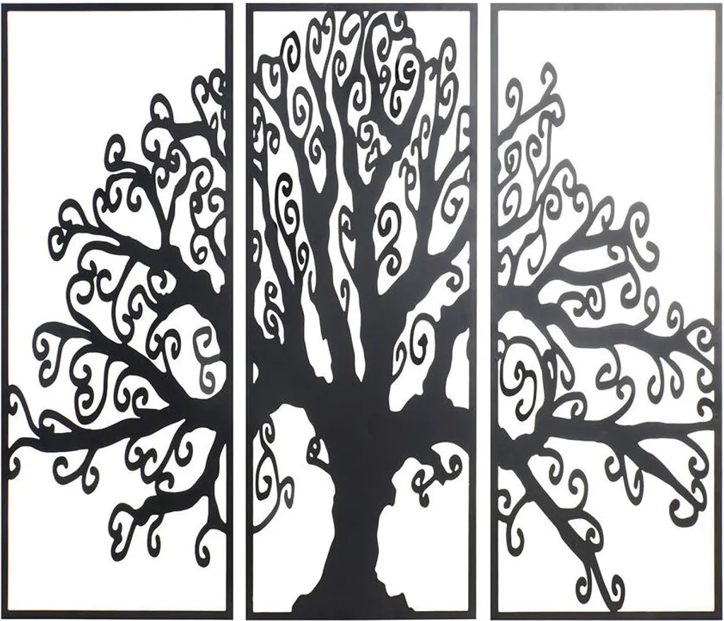 Décoration Murale Métal Arbre Noir 3 Pièces 105x91cm DKD Home Decor