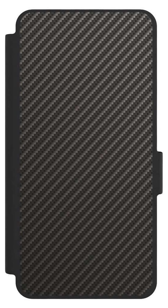NIVOCASE Klapphülle für Samsung Galaxy S26 Handyhülle aus Kunst Leder NIVOflip schwarz Carbon Metallic Look Muster