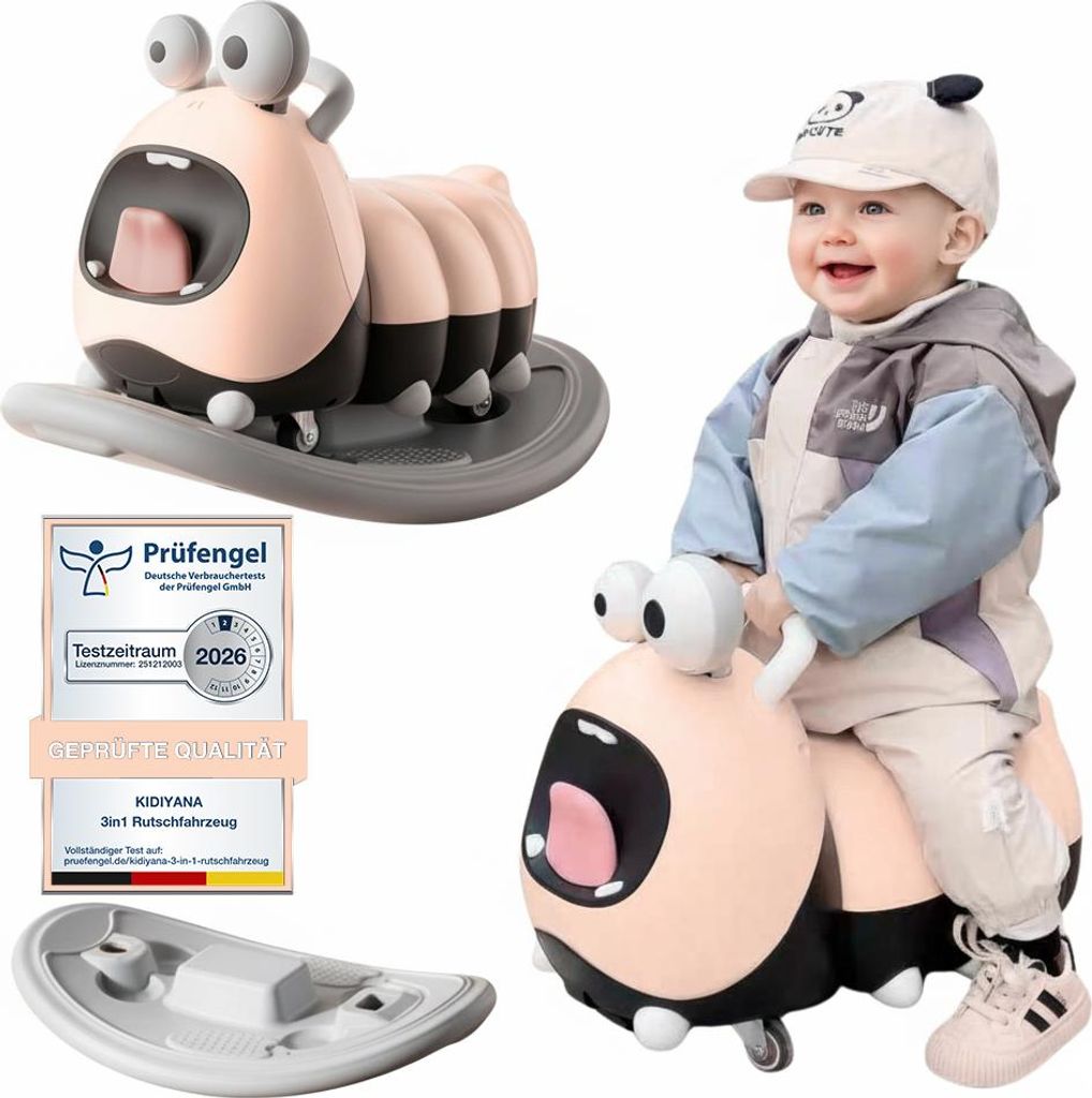 Kidiyana 3in1 Rutschfahrzeug Babyroller – Schaukeltier & Balancierbrett, Yoyo Rutscher ab 10 Monaten, BPA-frei, PP-Material, bis 30 kg