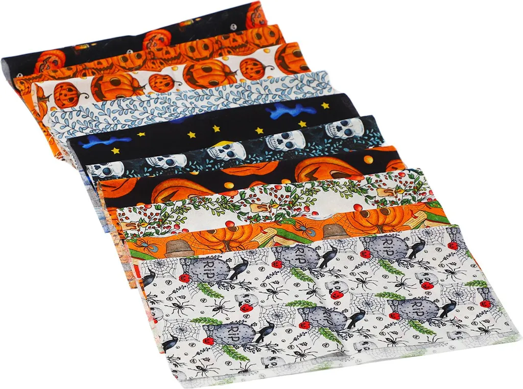 Tissu de Coton pour Décoration Halloween Couture et Patchwork 50x50cm 10pcs - 6