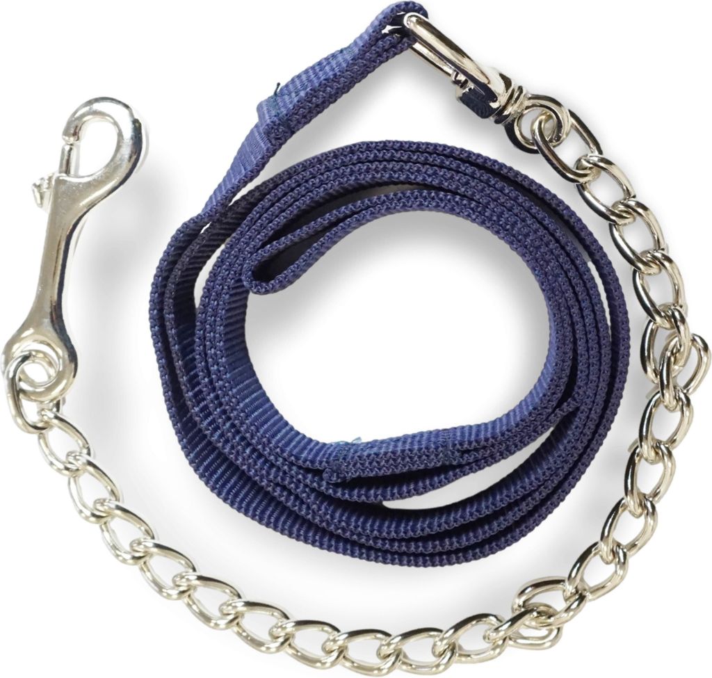 Führkette für Pferde Eisenkette & Nylon Handgriff, Führleine für Pferd, Pony, Hunde Länge 2,10 m, Farbe blau