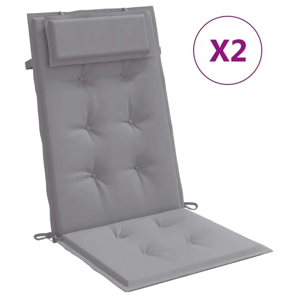 Set 2 Cuscini vidaXL Grigio Oxford per Sedie da Giardino Alto