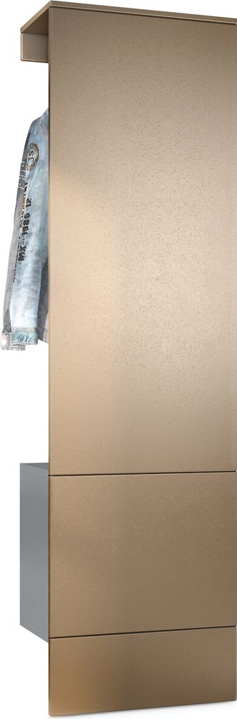 Vladon Garderobe Carlton Set 5, Germany, Wandgarderobe aus Flur-Paneel mit Kleiderstange & Wandschrank, Anthrazit matt/Bronze Optik (52 x 193 x 35 cm)
