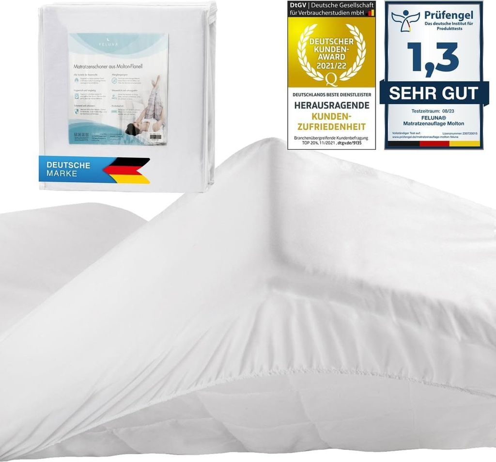 Feluna wasserundurchlässige Molton Matratzenauflage wasserdichte Betteinlage Matratzenschoner aus Flanell 200x200cm
