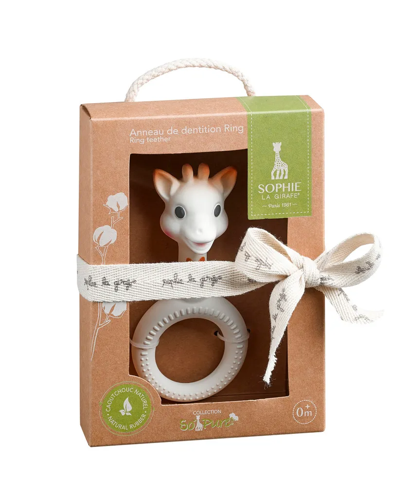 Anneau de dentition Sophie la girafe en gomme naturelle saine et bio