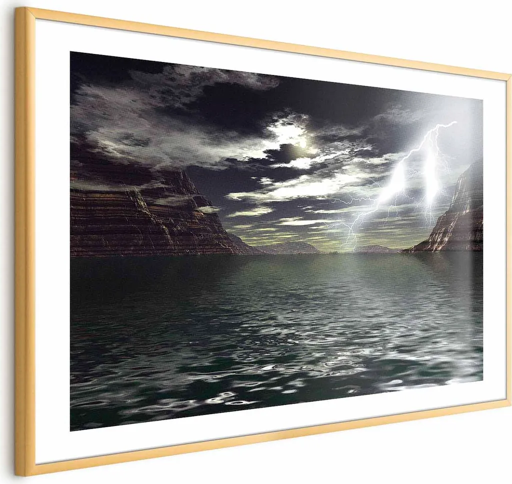 Decorazione Parete Poster Storm 60x40 Cornice Oro Glamour
