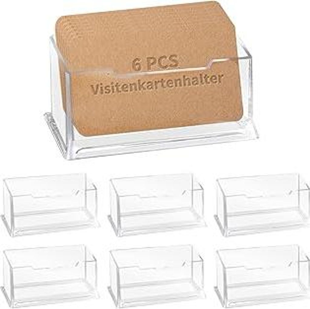 Visitenkartenhalter, 6 Stück Visitenkartenständer Acryl Business Card Holder Visitenkarten Halter Aufsteller Visitenkarte Tischständer Wand für...