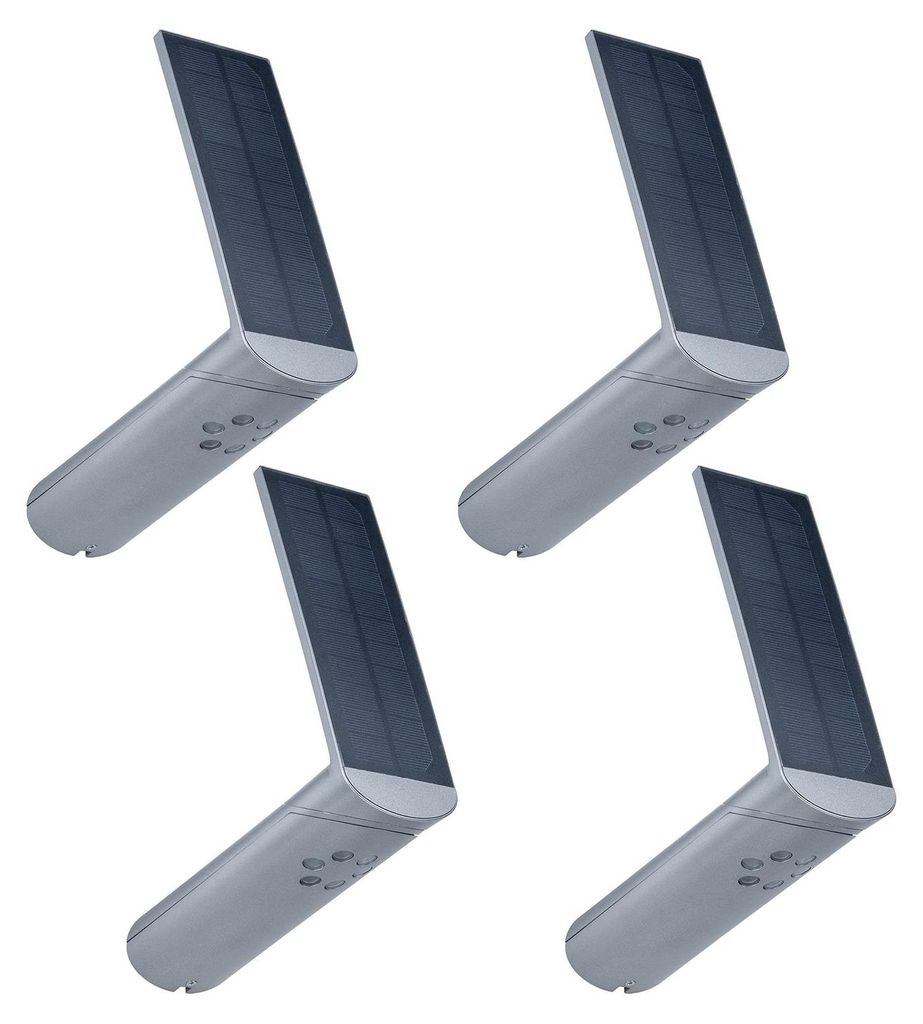 4x Outdoor Solar Wandleuchte Ilias IP44 3000K 100 lumen Bewegungsmelder Alugrey