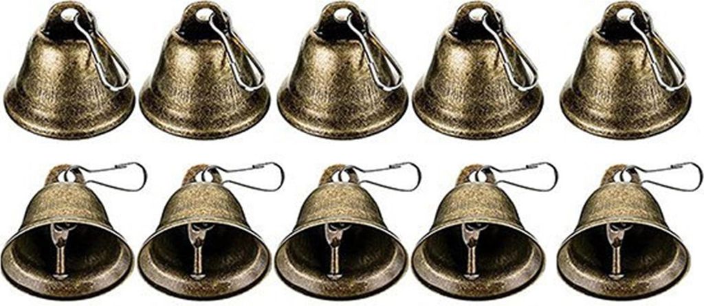 Kleine Glocken-Weihnachtsdekoration, Vintage-Messing-Schellen mit Haken zum Aufhängen von Windspielen, zur Herstellung von Dekorationen für Zuhau...