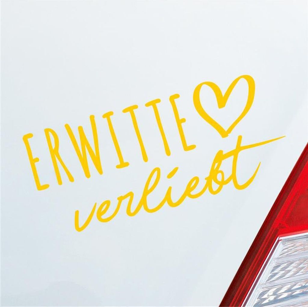 Auto Aufkleber Erwitte verliebt Herz Stadt Heimat Liebe Car 19x9 cm Gelb Sticker Heckscheibenaufkleber
