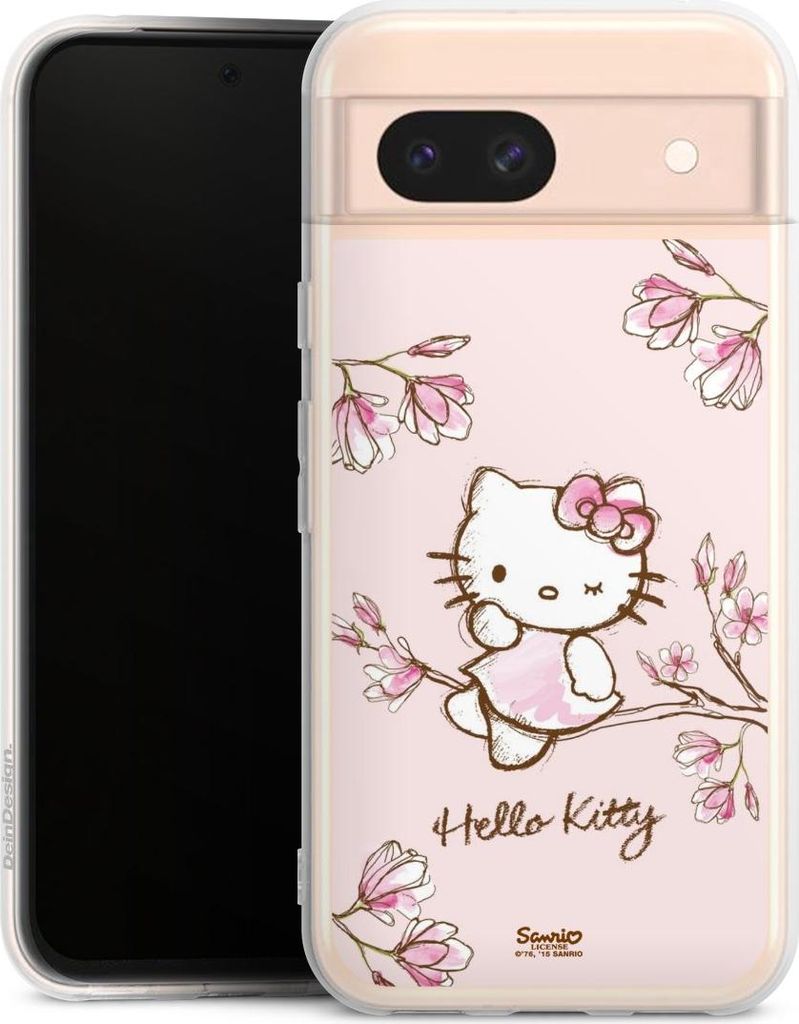 DeinDesign Handyhülle für Google Pixel 8a Silikon Hülle Case Smartphone Schutzhülle Fanartikel Hanami Hello Kitty