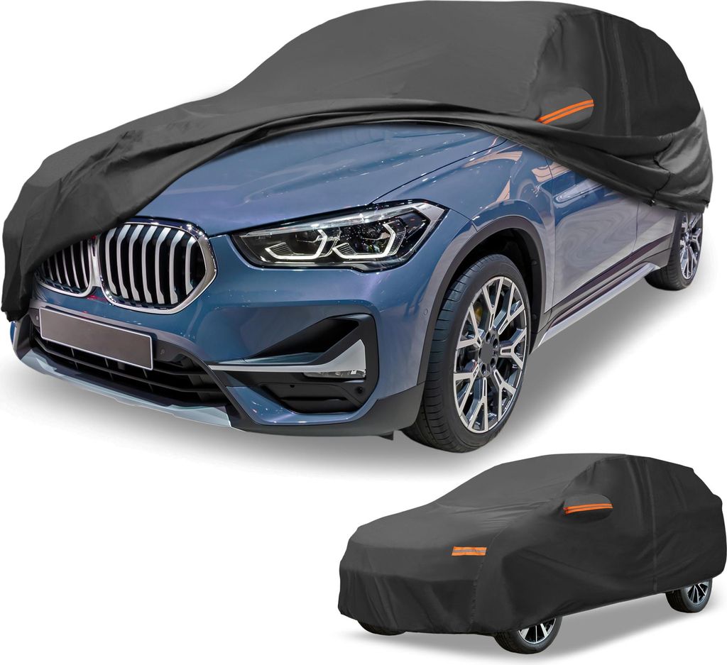 1 Stück Universal Autoabdeckung Wasserdicht Alle Wetter Automotive Outdoor Anti-UV Sonnenschutz Regenschutz Vollabdeckung 210D-PU Schwarz Passend ...