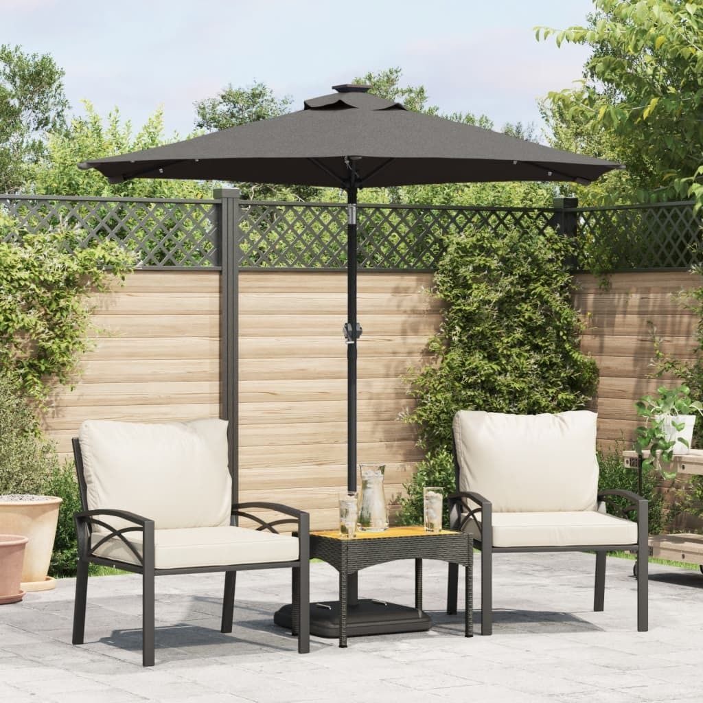 (Robust Möbel)Sonnenschirm Anti-UV & Wasserfest - modernes Design - mit LED und Stahlmast Anthrazit 225x225x212cm NEU641001 - Sonnenschirme