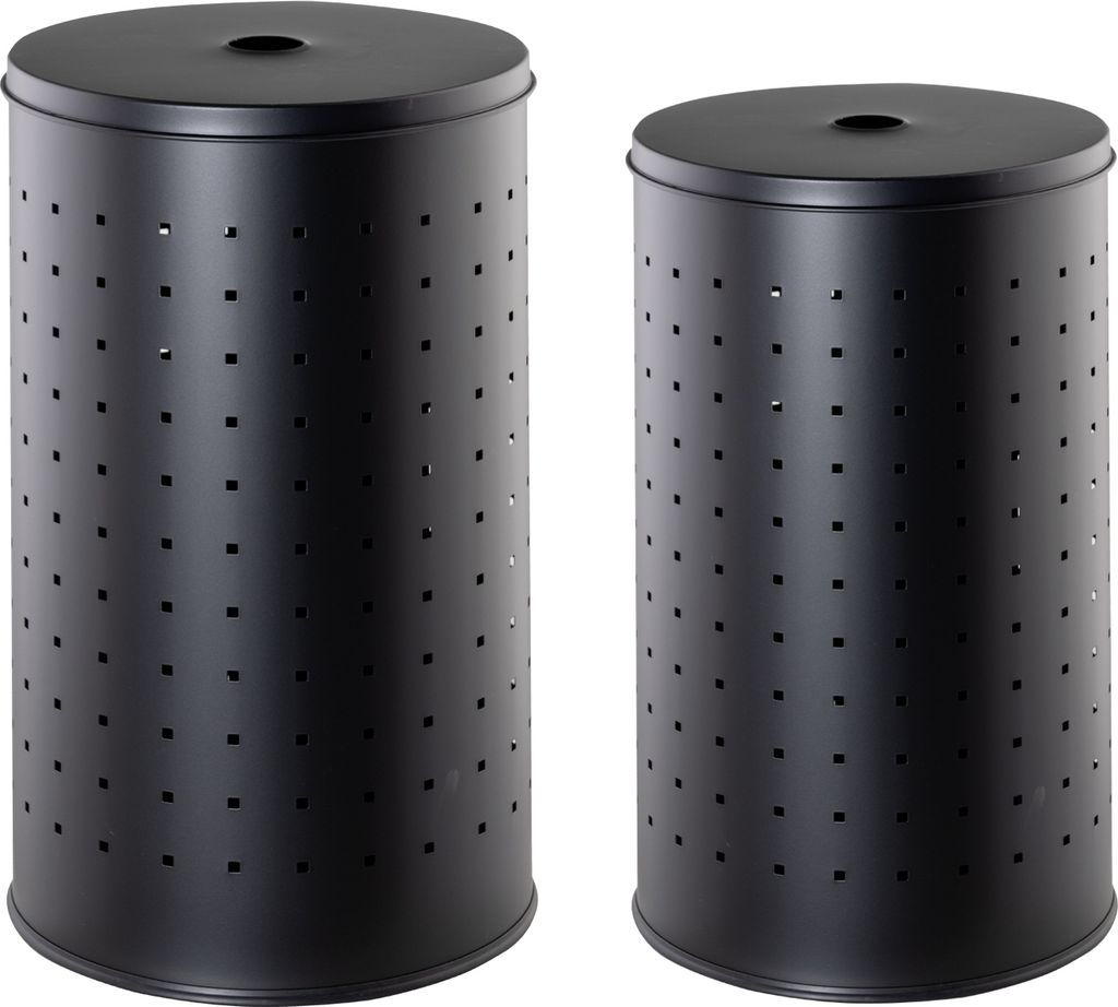 Wäschesammler-Set 2-teilig - Schwarz - Edelstahl - 37 Liter Produktbild 