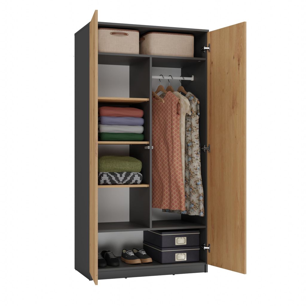 Malwa SD-90 ANTRACITE ARTISAN Kleiderschrank Produktbild 4