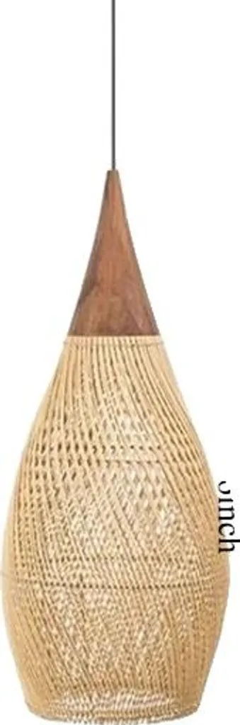 Suspension rotin pour salon et chambre abat-jour beige design D35