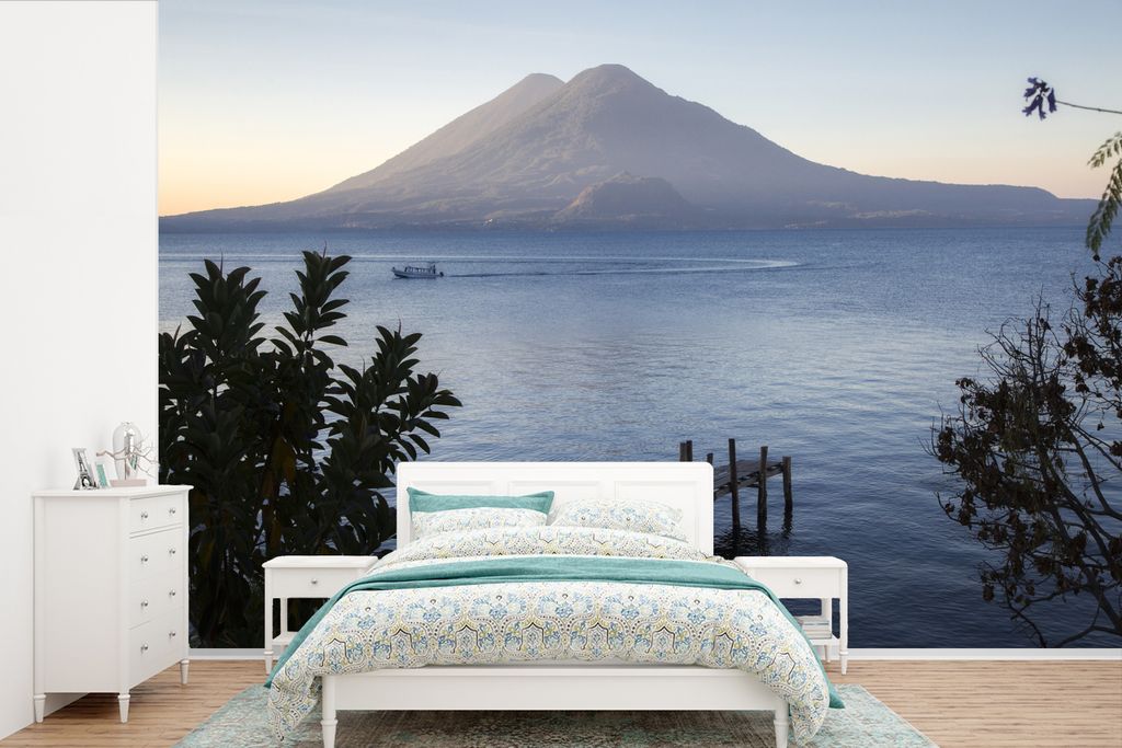 MuchoWow Fototapete für Wohnzimmer oder Schlafzimmer Wandtapete Vinyl Motivtapete Mehr - Sonne - Berg - 390x260 cm - Papiertapete