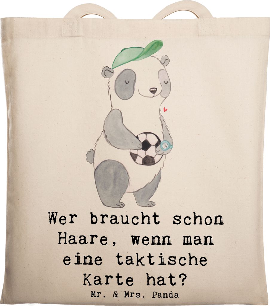 Mr. & Mrs. Panda Stoffbeutel Fußballtrainer Einzigartig - Transparent - Geschenk, Tote Bag, Berufe, Mannschaft, Spielfeld, Taktik, handgefertigte ...