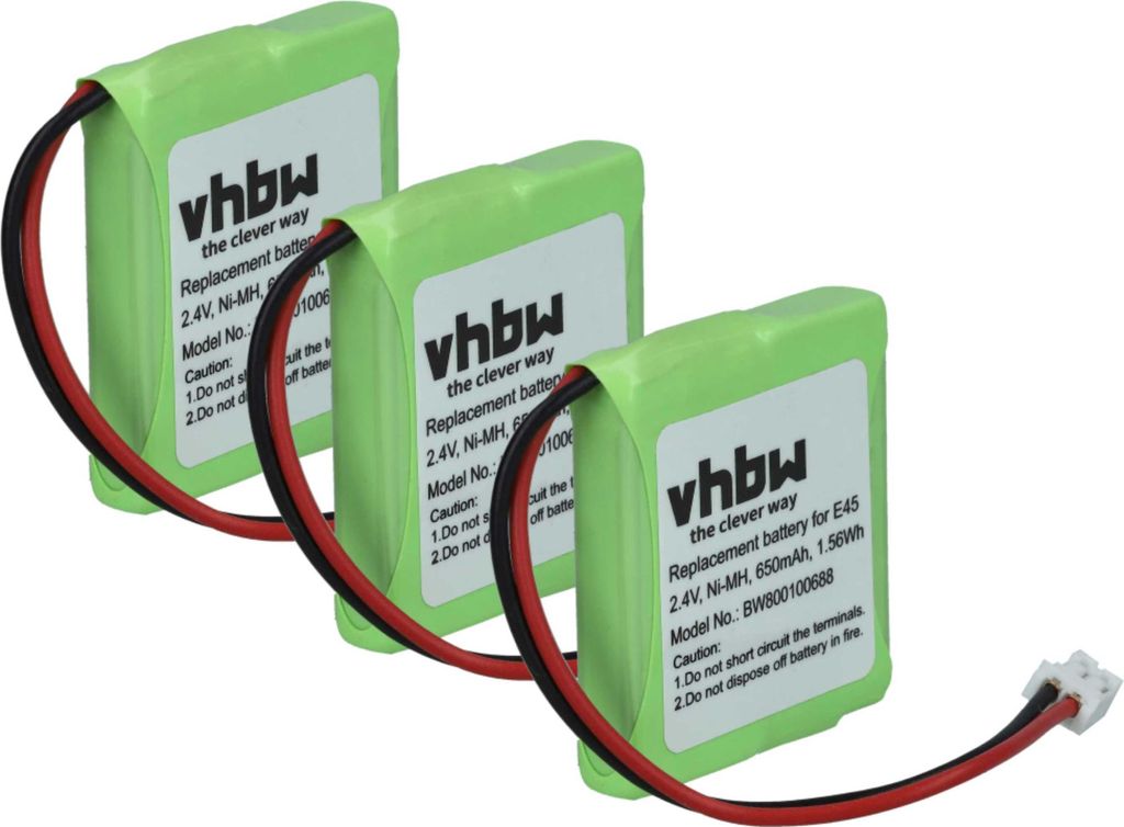 vhbw 3x Akku kompatibel mit Swisscom Top S329 schnurlos Festnetz Telefon (650 mAh, 2,4 V, NiMH)