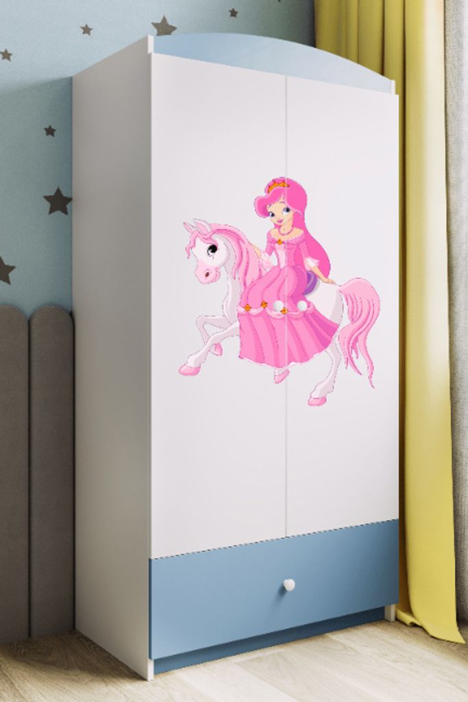 Kinderkleiderschrank Babydreams Drehtürenschrank Kleiderschrank Prinzessin II Blau