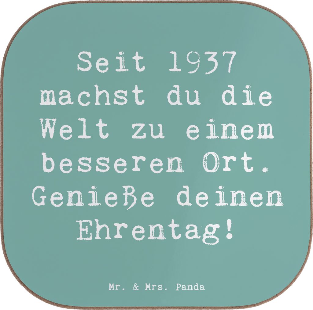 Mr. & Mrs. Panda Untersetzer für Gläser Spruch 1937 Geburtstag - Meeresbrise - Geschenk, Feier deinen Tag, Geburtstagsgeschenk, Glas, gläserunte...
