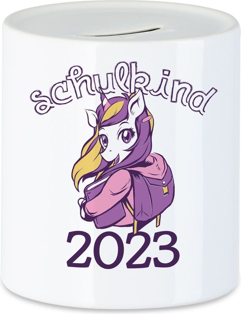 Einhorn Spardose als Geschenk zur Einschulung Schulbeginn Schulstart für Schulanfänger Erstklässler Schule 2023